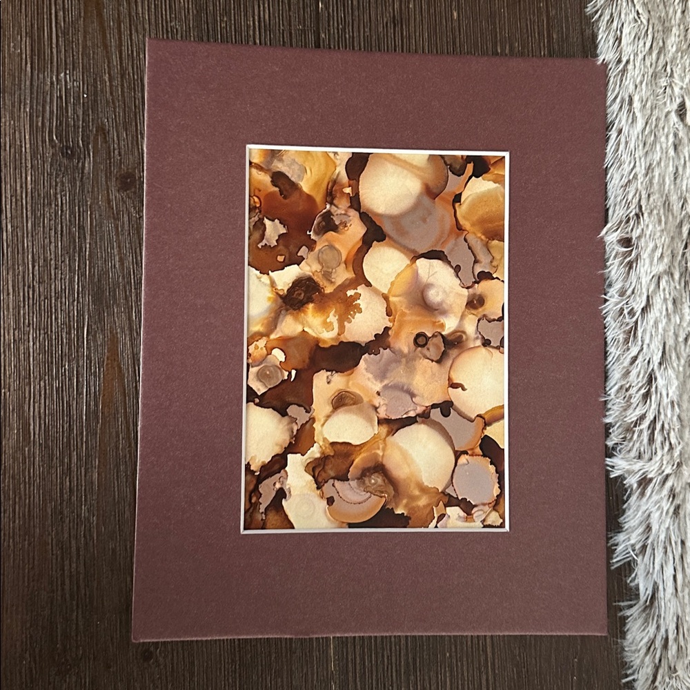 Hand crafted brown and gold alcohol ink wall decor painting